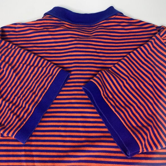 Lacoste Orange Blue Stripe Mens Shirt Size 6 Med - Picture 3 of 4
